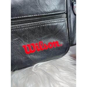 Vintage Large Wilson Black Leather Duffel Bag Multiple Zipper Pockets Tennis